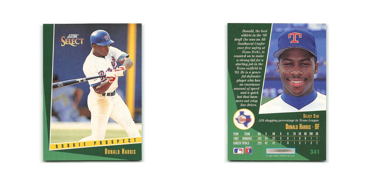 Donald Harris Rookie 1993 Select #341 Texas Rangers Baseball Card NM