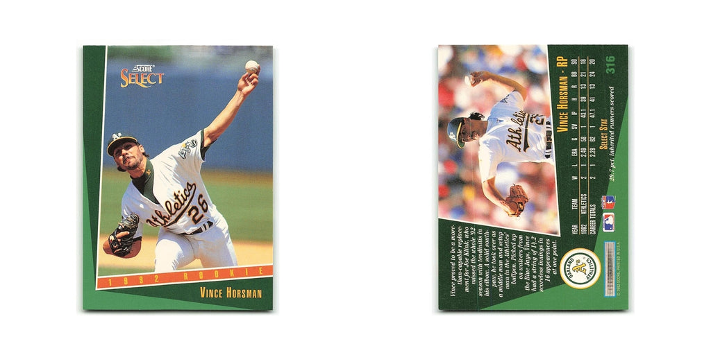 Vince Horsman Rookie 1993 Select #316 Oakland Athletics Baseball Card NM