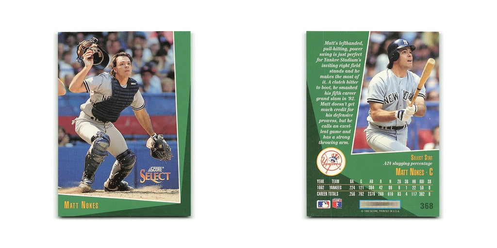 Matt Nokes 1993 Select #368 New York Yankees Baseball Card NM
