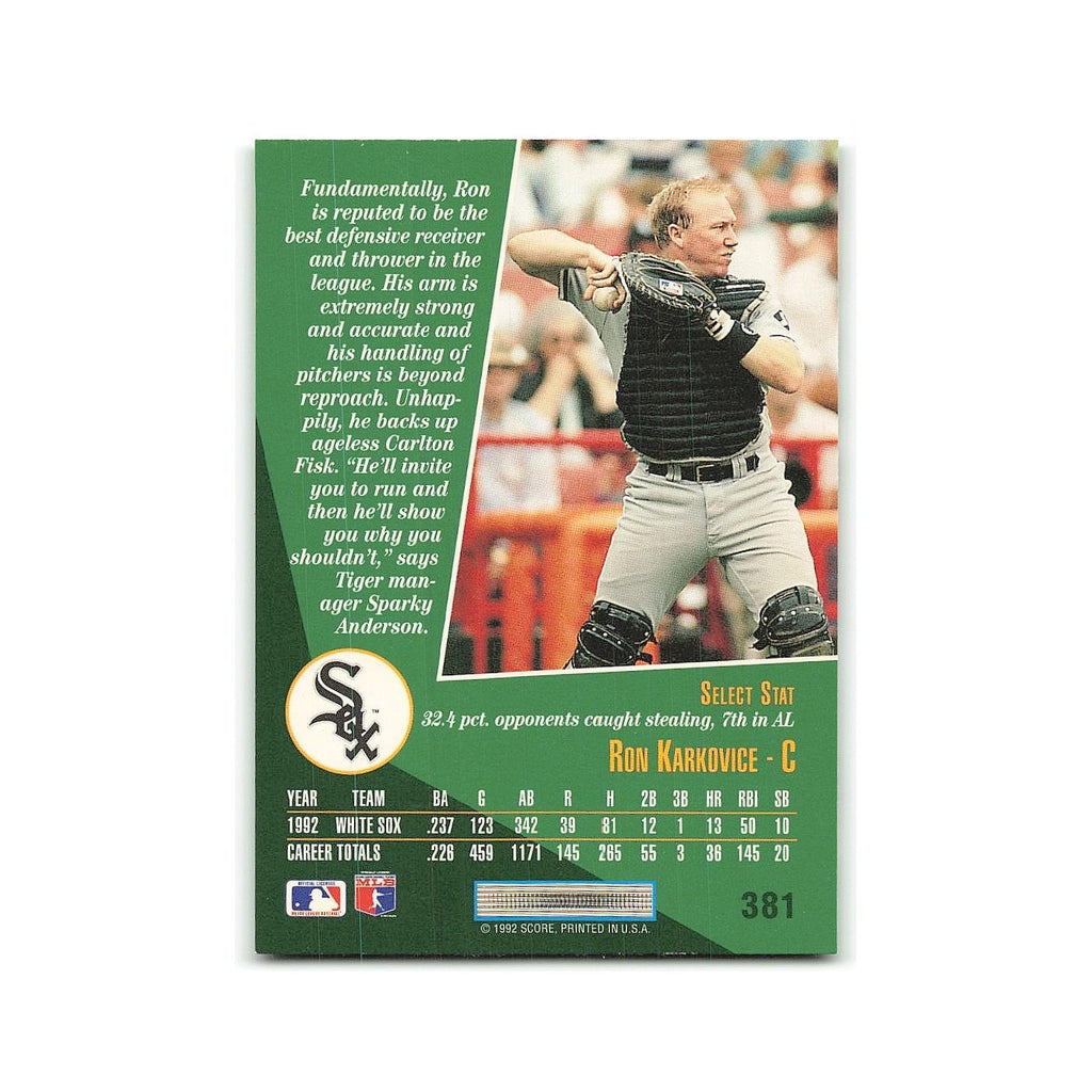 Ron Karkovice 1993 Select #381 Chicago White Sox Baseball Card NM