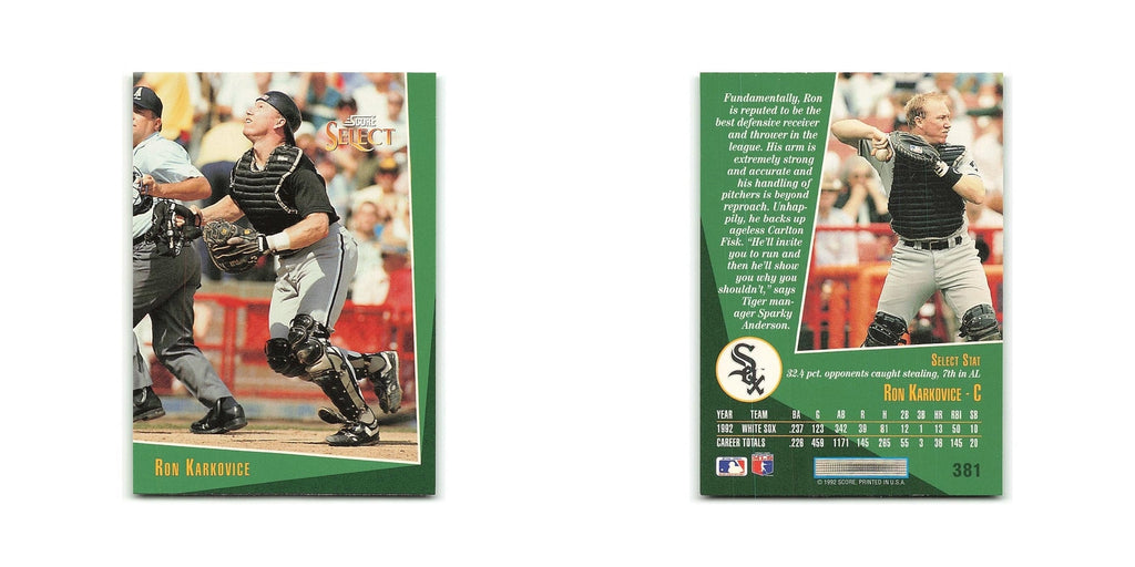 Ron Karkovice 1993 Select #381 Chicago White Sox Baseball Card NM