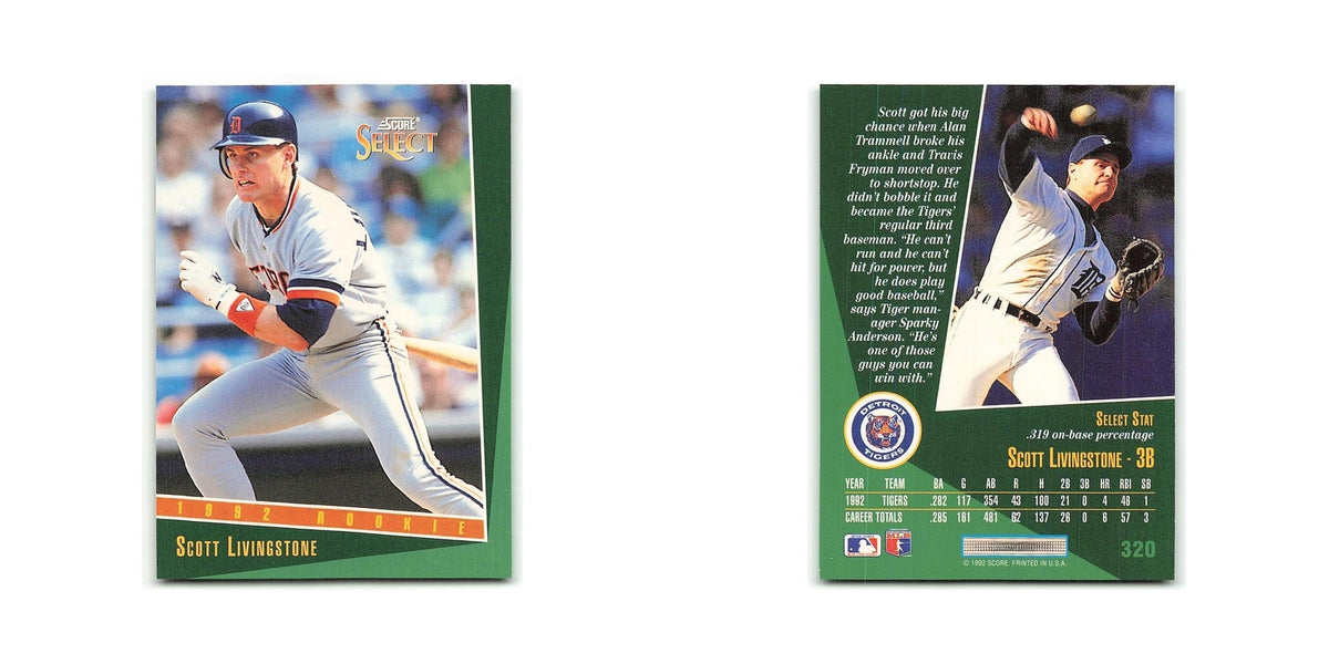 Scott Livingstone Rookie 1993 Select #320 Detroit Tigers Baseball Card NM