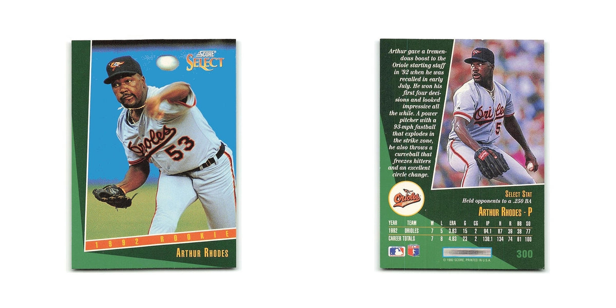 Arthur Rhodes Rookie 1993 Select #300 Baltimore Orioles Baseball Card NM