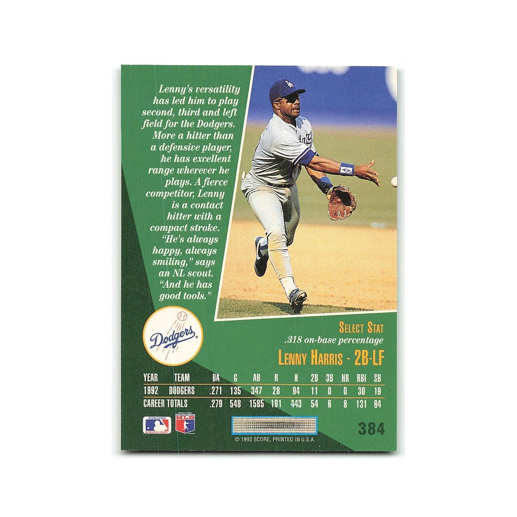 Lenny Harris 1993 Select #384 Los Angeles Dodgers Baseball Card NM