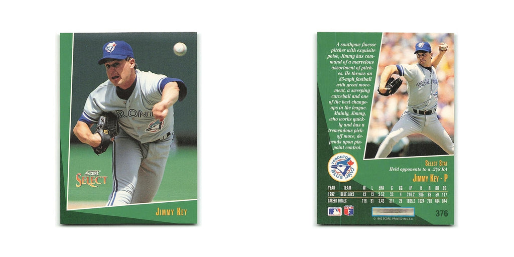 Jimmy Key 1993 Select #376 Toronto Blue Jays Baseball Card NM