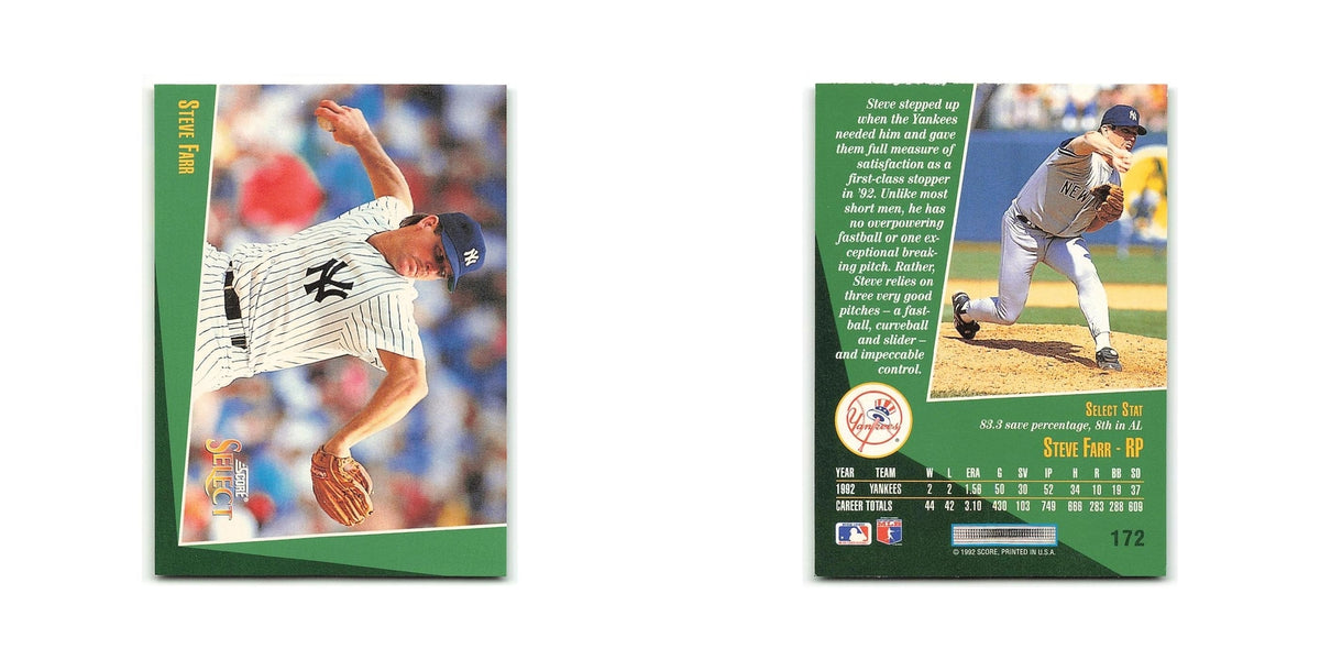 Steve Farr 1993 Score Select #172 Kansas City Royals Baseball Card NM