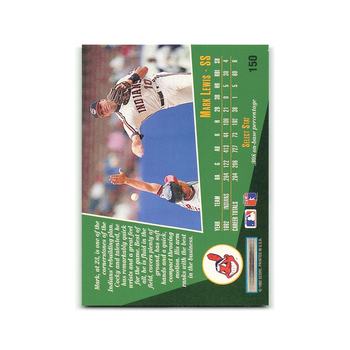 Mark Lewis 1993 Score Select #150 Cleveland Indians Baseball Card NM