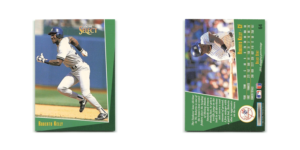 Roberto Kelly 1993 Score Select #64 New York Yankees Baseball Card NM