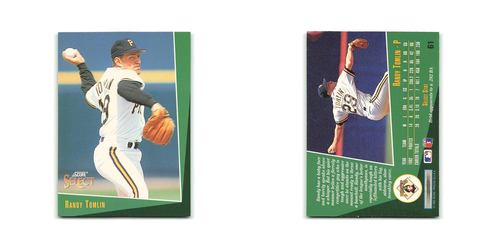 Randy Tomlin 1993 Score Select #61 Pittsburgh Pirates Baseball Card NM
