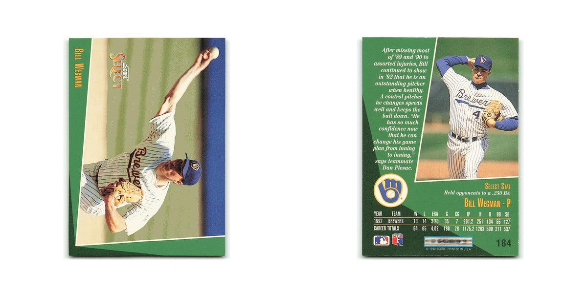 Bill Wegman 1993 Score Select #184 Milwaukee Brewers Baseball Card NM