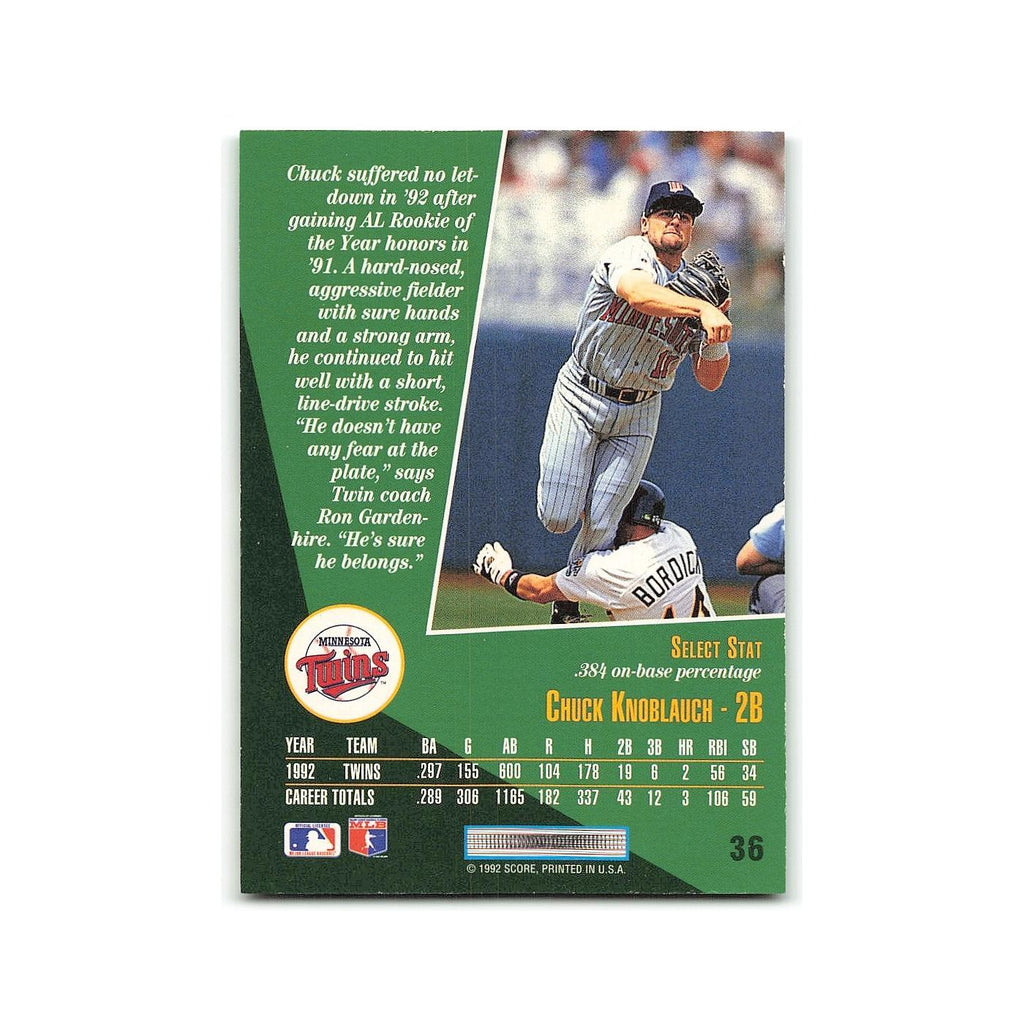 Chuck Knoblauch 1993 Score Select #36 Minnesota Twins Baseball Card NM