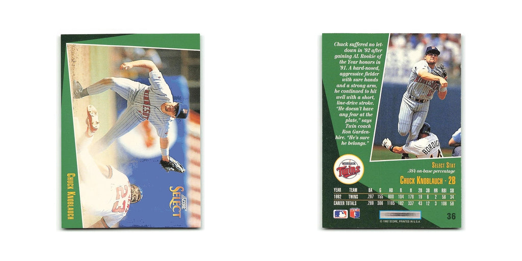 Chuck Knoblauch 1993 Score Select #36 Minnesota Twins Baseball Card NM
