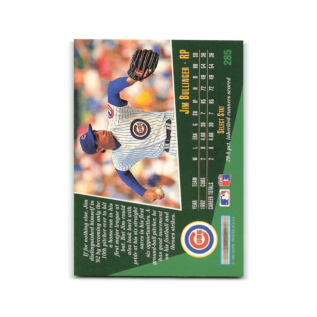 Jim Bullinger Rookie 1993 Score Select #285 Chicago Cubs Baseball Card NM