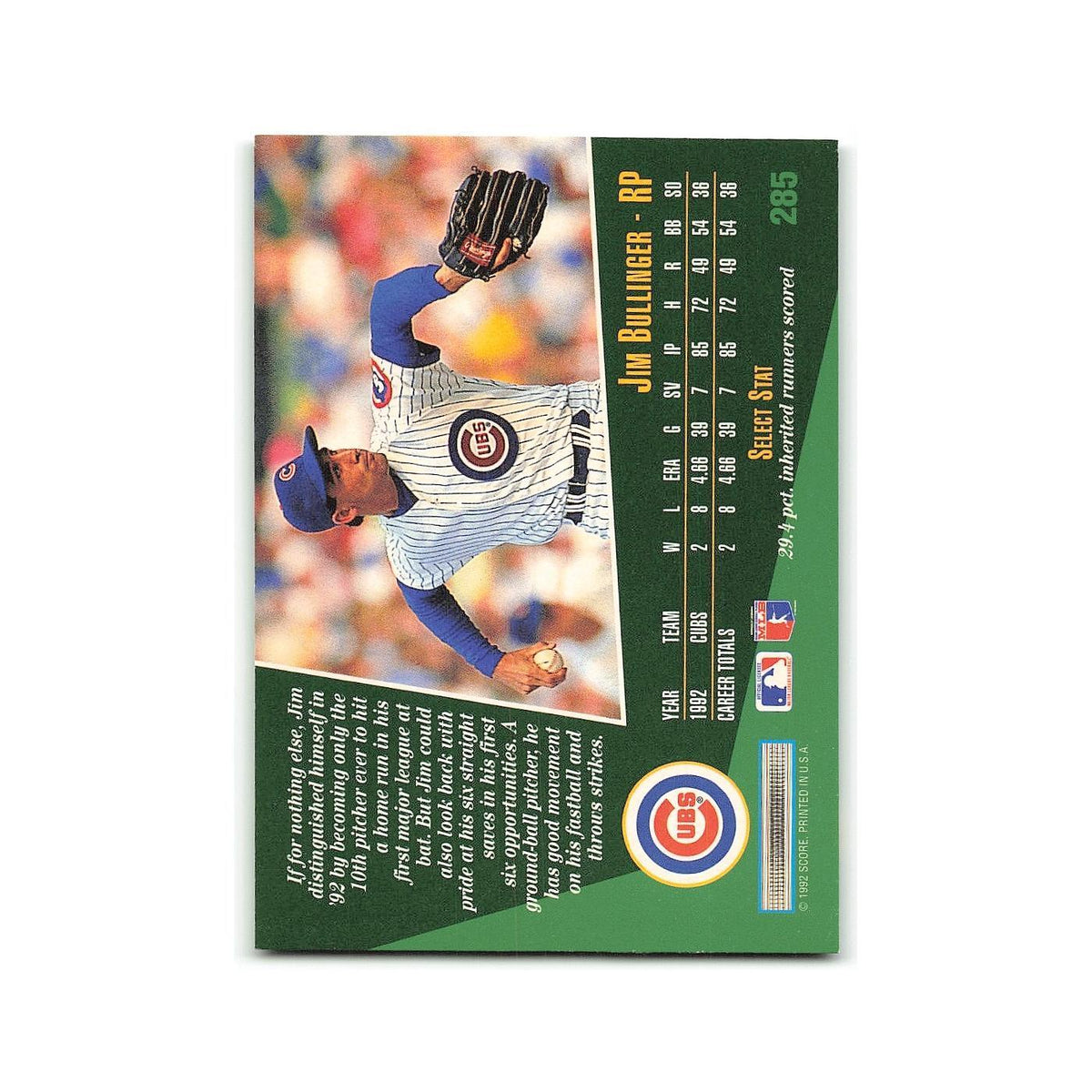 Jim Bullinger Rookie 1993 Score Select #285 Chicago Cubs Baseball Card NM