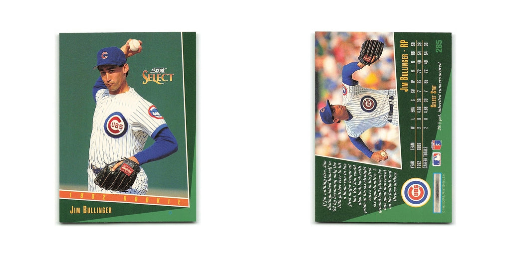 Jim Bullinger Rookie 1993 Score Select #285 Chicago Cubs Baseball Card NM