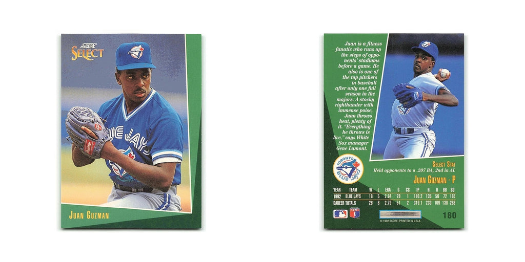 Juan Guzman 1993 Score Select #180 Toronto Blue Jays Baseball Card NM