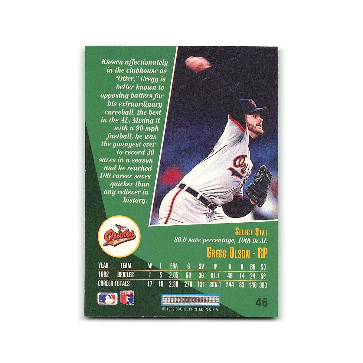 Greg Olson 1993 Score Select #46 Baltimore Orioles Baseball Card NM