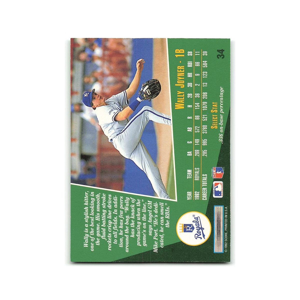 Wally Joyner 1993 Score Select #34 Kansas City Royals Baseball Card NM