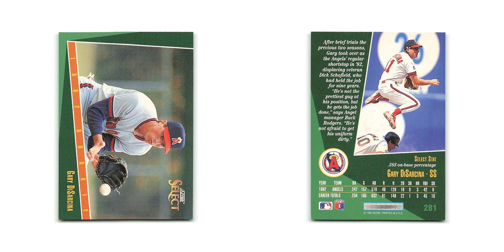 Gary DiSarcina Rookie 1993 Score Select #281 California Angels Baseball Card NM