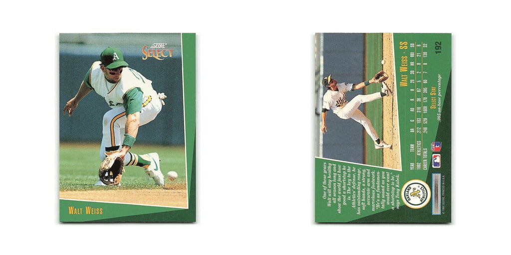 Walt Weiss 1993 Score Select #192 Oakland Athletics Baseball Card NM