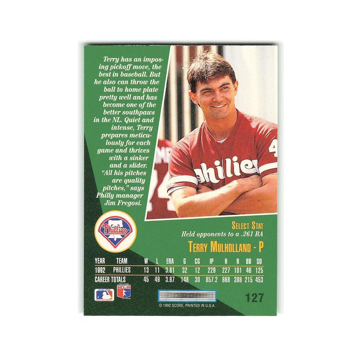 Terry Mulholland 1993 Score Select #127 Philadelphia Phillies Baseball Card NM