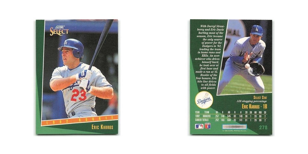 Eric Karros Rookie 1993 Score Select #278 Los Angeles Dodgers Baseball Card NM