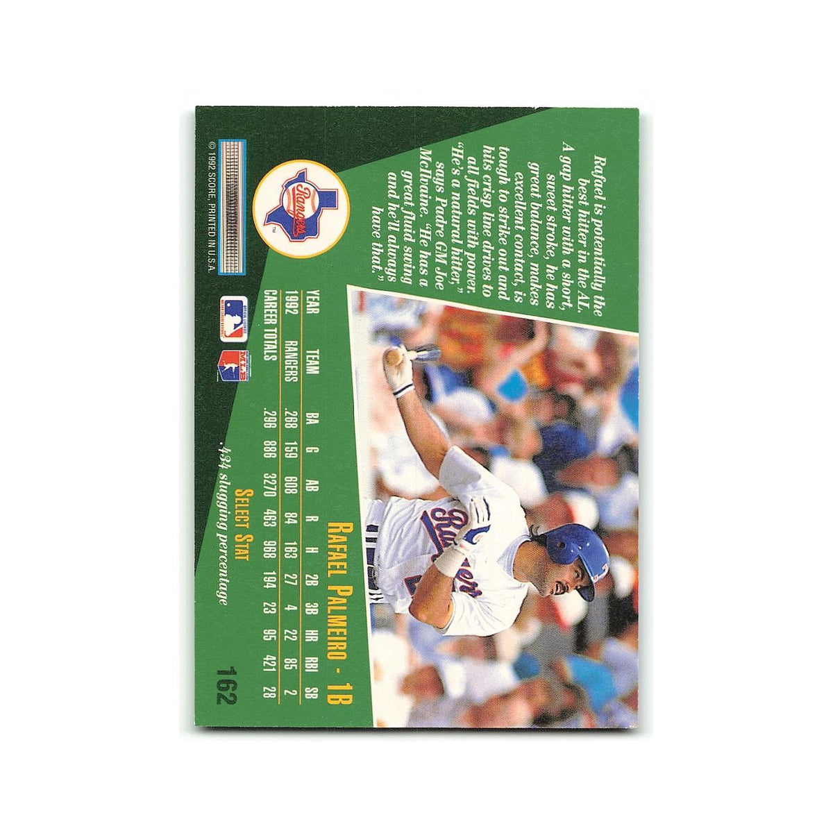 Rafael Palmeiro 1993 Score Select #162 Texas Rangers Baseball Card NM