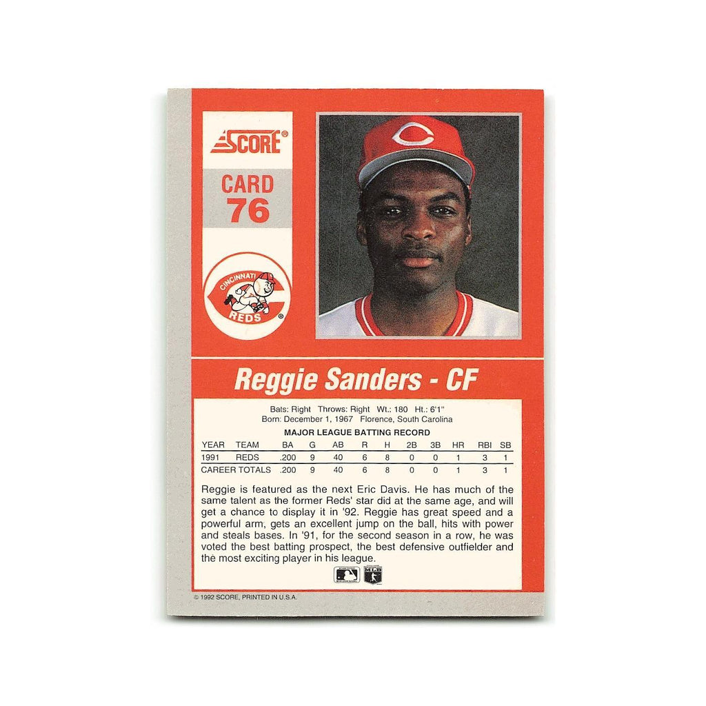 Reggie Sanders 1992 Score Impact Players #76 Cincinnati Reds Baseball Card NM