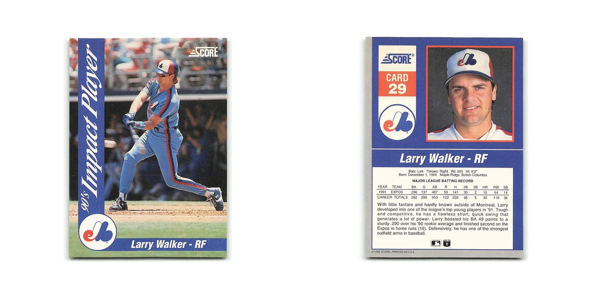 Larry Walker 1992 Score Impact Players #29 Montreal Expos Baseball Card NM