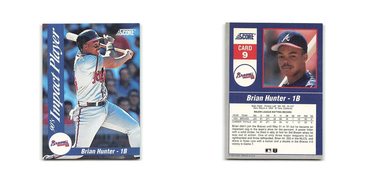 Brian Hunter 1992 Score Impact Players #9 Atlanta Braves Baseball Card NM