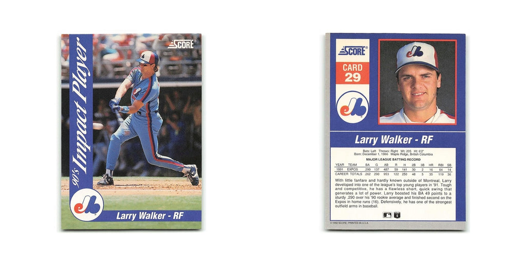 Larry Walker 1992 Score Impact Players #29 Montreal Expos Baseball Card NM