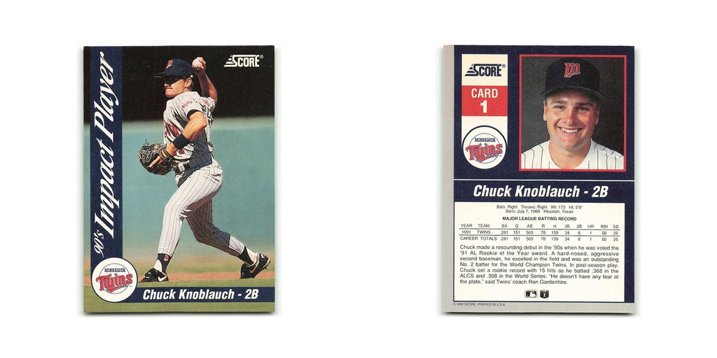 Chuck Knoblauch 1992 Score Impact Players #1 Minnesota Twins Baseball Card NM