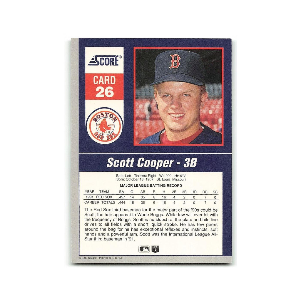 Scott Cooper 1992 Score Impact Players #26 Boston Red Sox Baseball Card NM