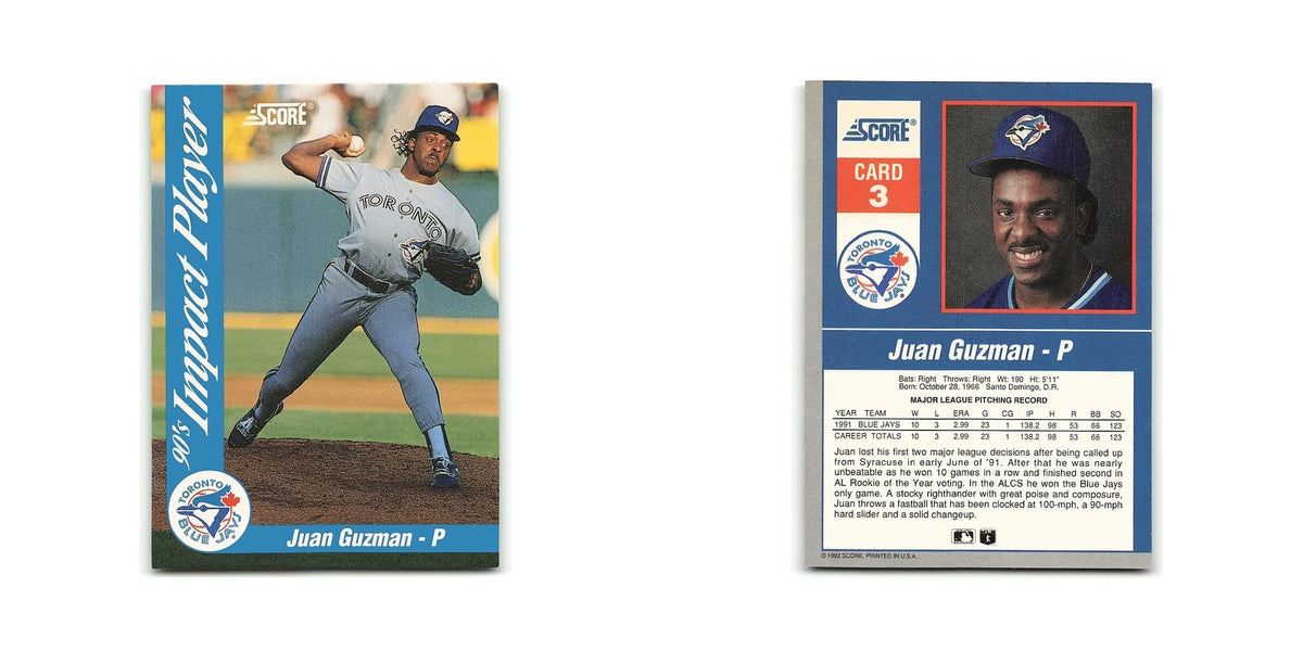 Juan Guzman 1992 Score Impact Players #3 Toronto Blue Jays Baseball Card NM