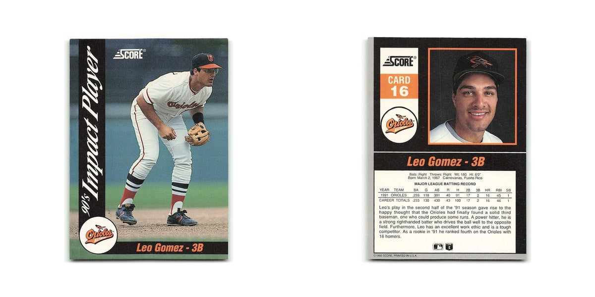 Leo Gomez 1992 Score Impact Players #16 Baltimore Orioles Baseball Card NM