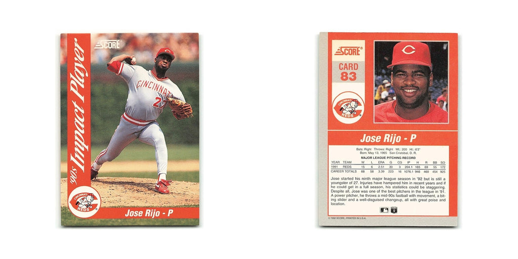 Jose Rijo 1992 Score Impact Players #83 Cincinnati Reds Baseball Card NM