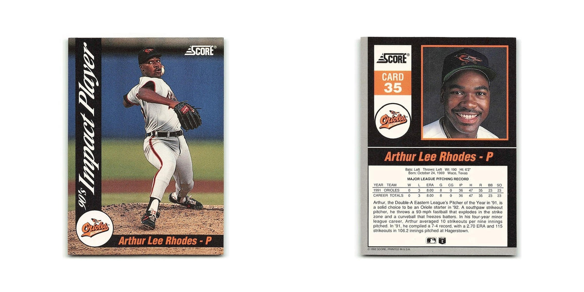 Arthur Rhodes 1992 Score Impact Players #35 Baltimore Orioles Baseball Card NM