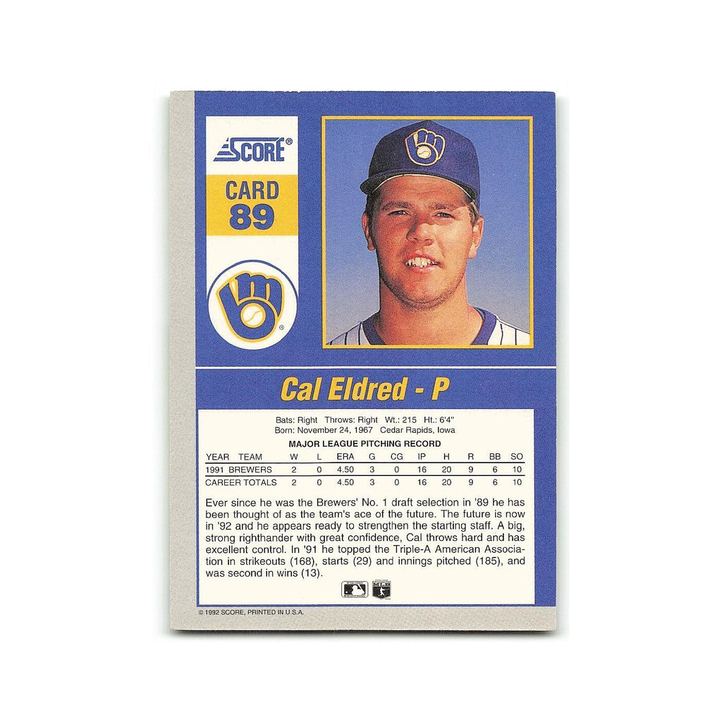 Cal Eldred 1992 Score Impact Players #89 Milwaukee Brewers Baseball Card NM