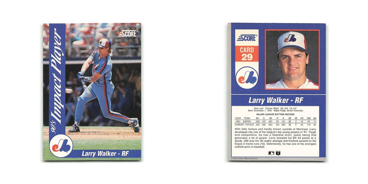 Larry Walker 1992 Score Impact Players #29 Montreal Expos Baseball Card NM