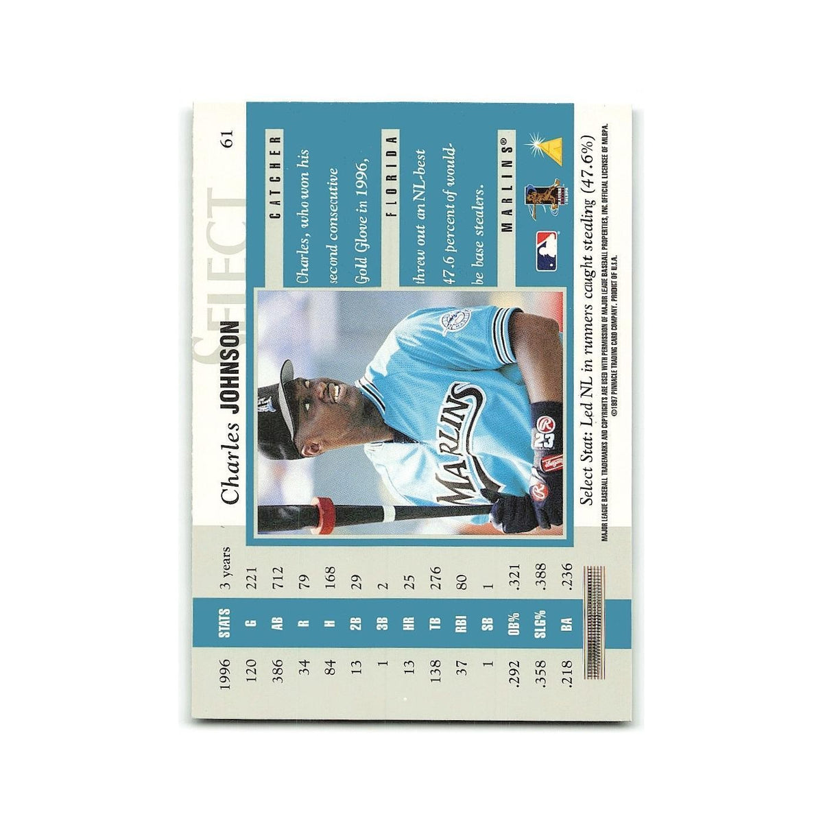 Charles Johnson 1997 Select #61 Florida Marlins Baseball Card NM