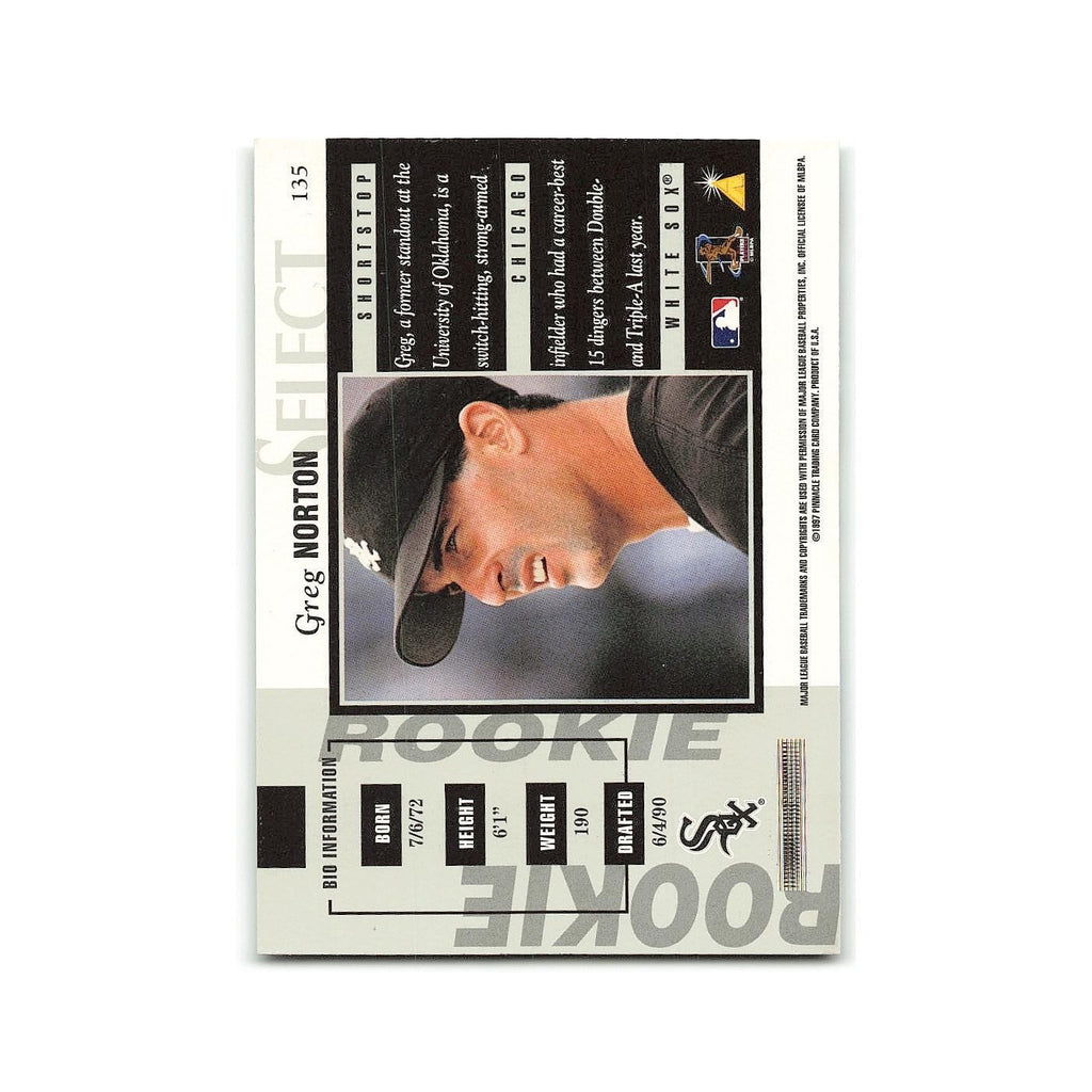 Greg Norton Rookie 1997 Select #135 Chicago White Sox Baseball Card NM