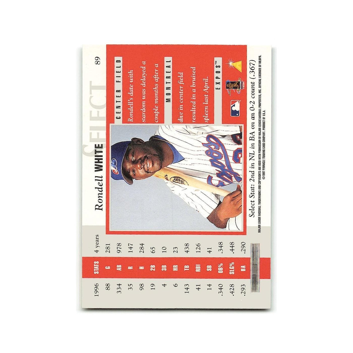 Rondell White 1997 Select #89 Montreal Expos Baseball Card NM