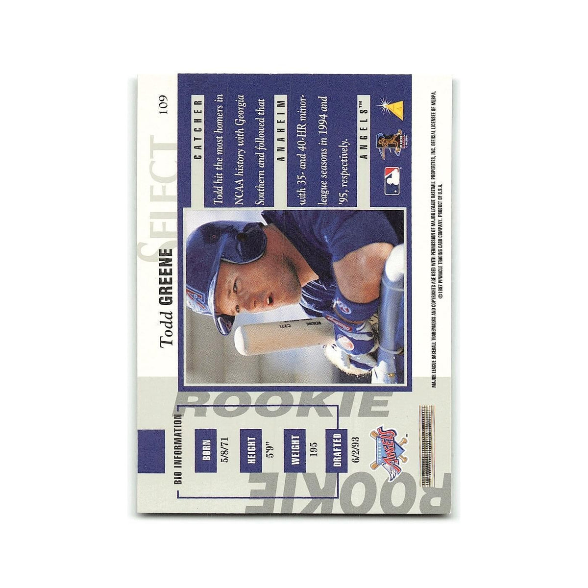 Todd Greene 1997 Select #109 Anaheim Angels Baseball Card NM