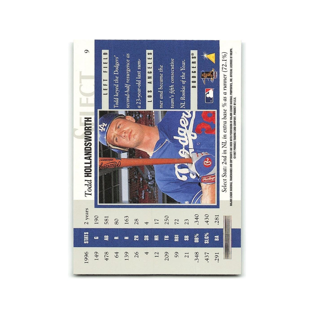 Todd Hollandsworth 1997 Select #2 Los Angeles Dodgers Baseball Card NM