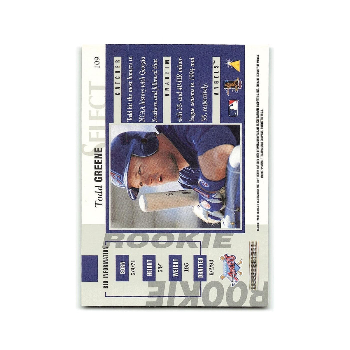 Todd Greene 1997 Select #109 Anaheim Angels Baseball Card NM