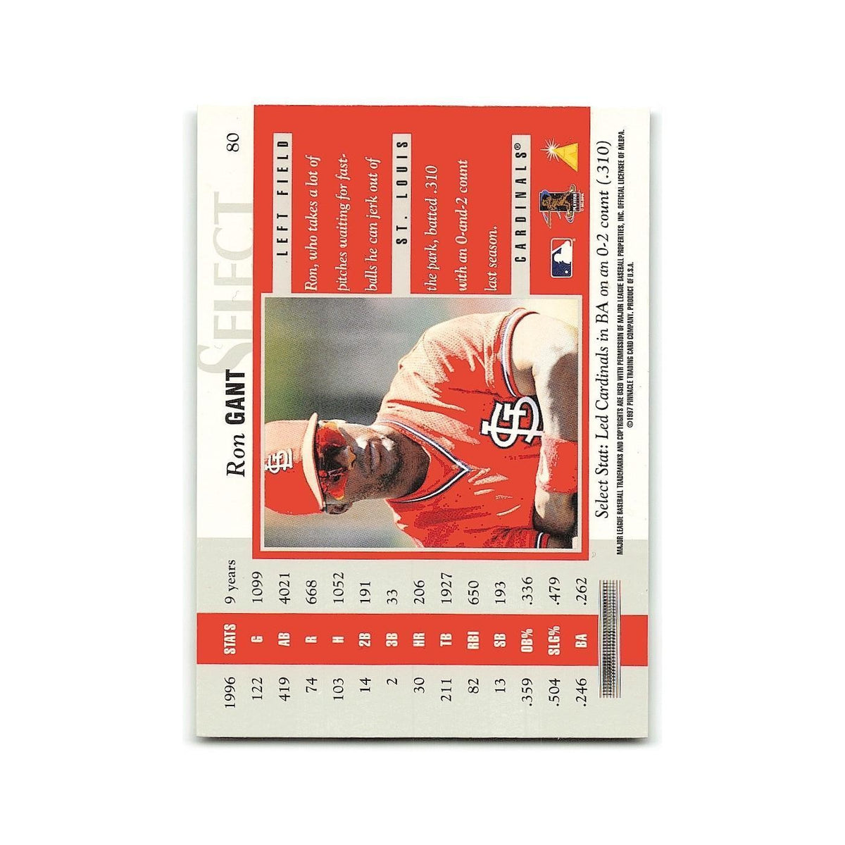 Ron Gant 1997 Select #80 St. Louis Cardinals Baseball Card NM