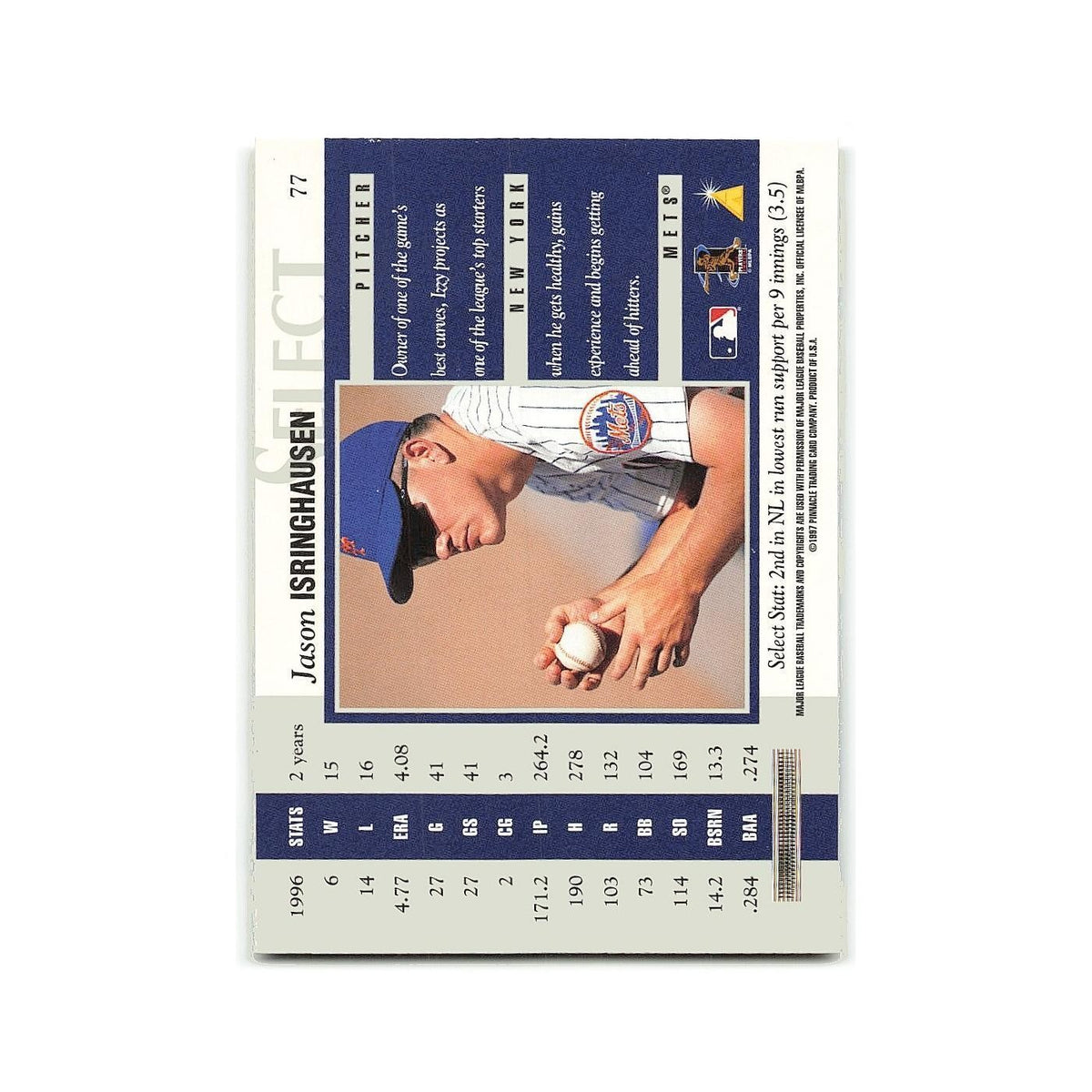 Jason Isringhausen 1997 Select #77 New York Mets Baseball Card NM