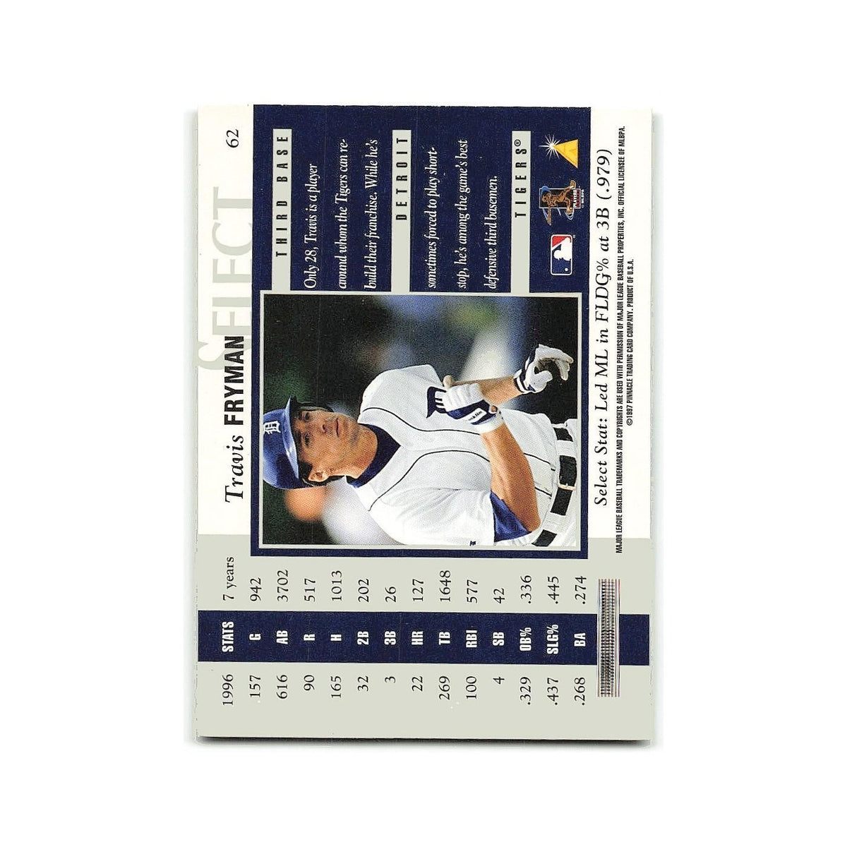 Travis Fryman 1997 Select #62 Detroit Tigers Baseball Card NM