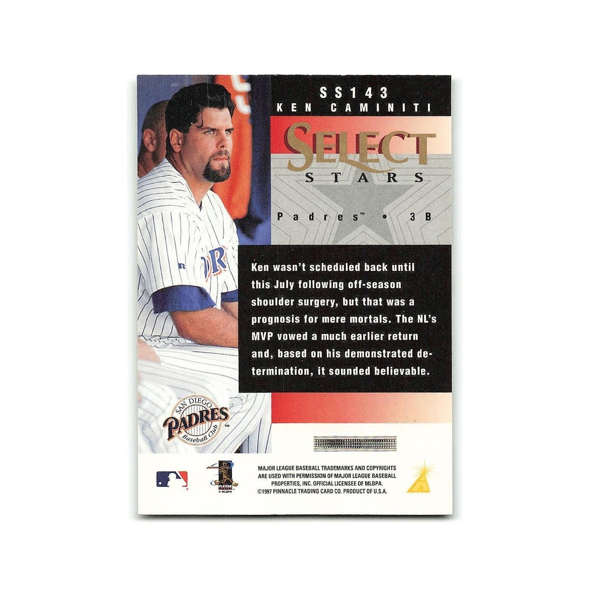 Ken Caminiti 1997 Select #SS143 San Diego Padres Baseball Card NM