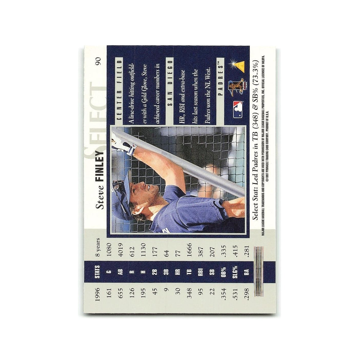 Steve Finley 1997 Select #90 San Diego Padres Baseball Card NM